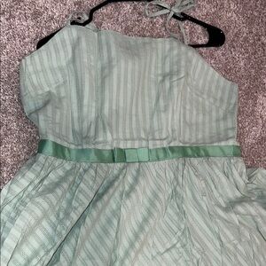 Mint Green Striped Dress with Belt